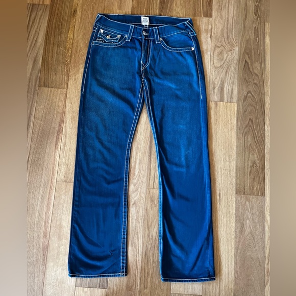 True Religion Blue Ricky Ropestitch Straight Jeans - Picture 1 of 4